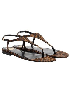 SAINT LAURENT Cassandra leopard thong sandals